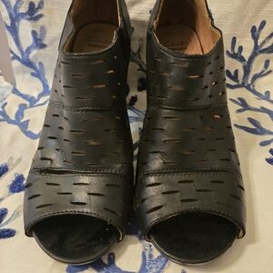 Clarks Women's Black Cutout Peep-Toe Ankle Booties